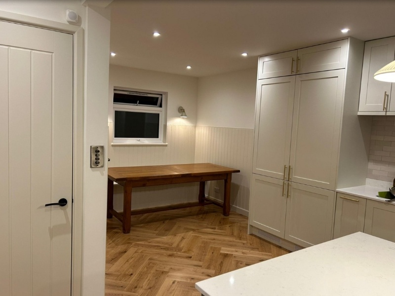 Porcelain and reed green shaker kitchen in London  3