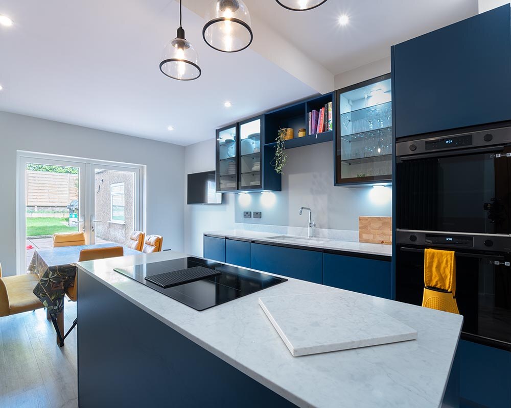 Sleek & Modern Blue Kitchen in Edinburgh 1