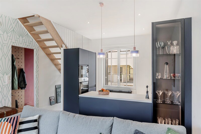 Cuisine ouverte de style moderne bleu à Nantes | Raison Home - 3