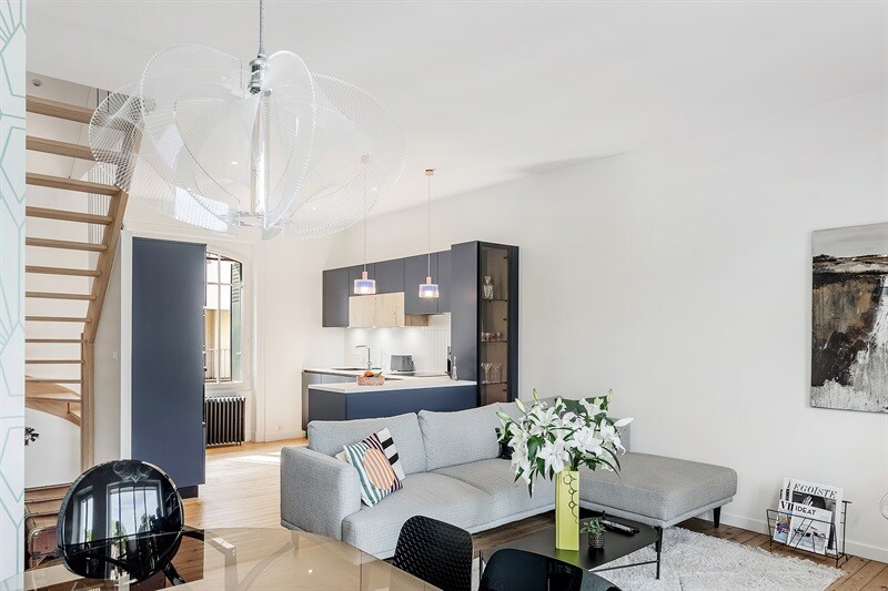 Cuisine ouverte de style moderne bleu à Nantes | Raison Home - 7